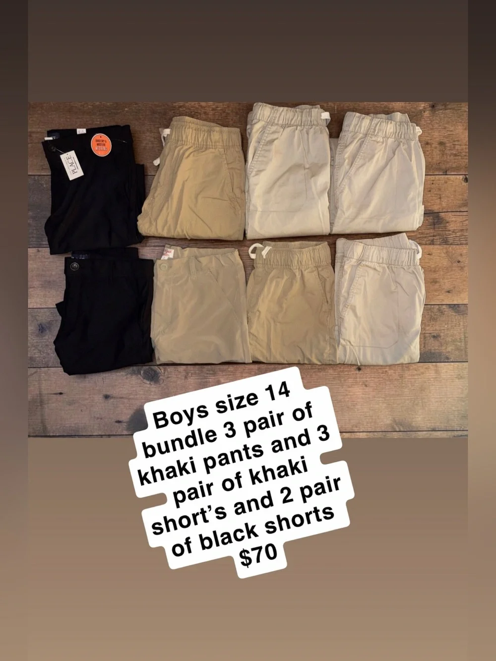 The Children's Place Khaki and Black Boys' Shorts Bundle